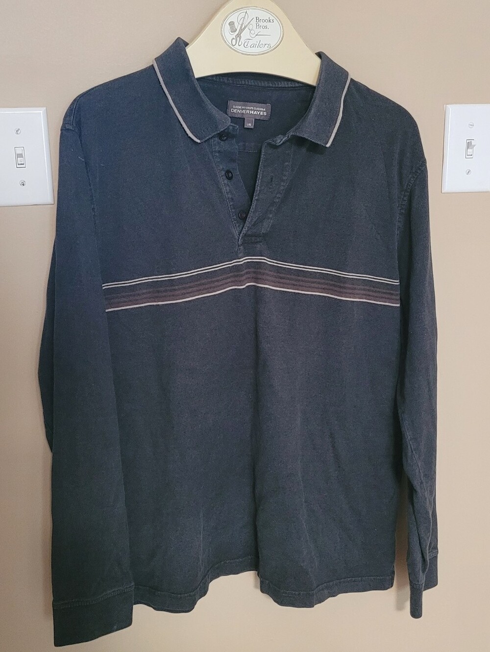 💚10 for $10💚 Bundle and save Long-Sleeve Polo with Chest Stripe